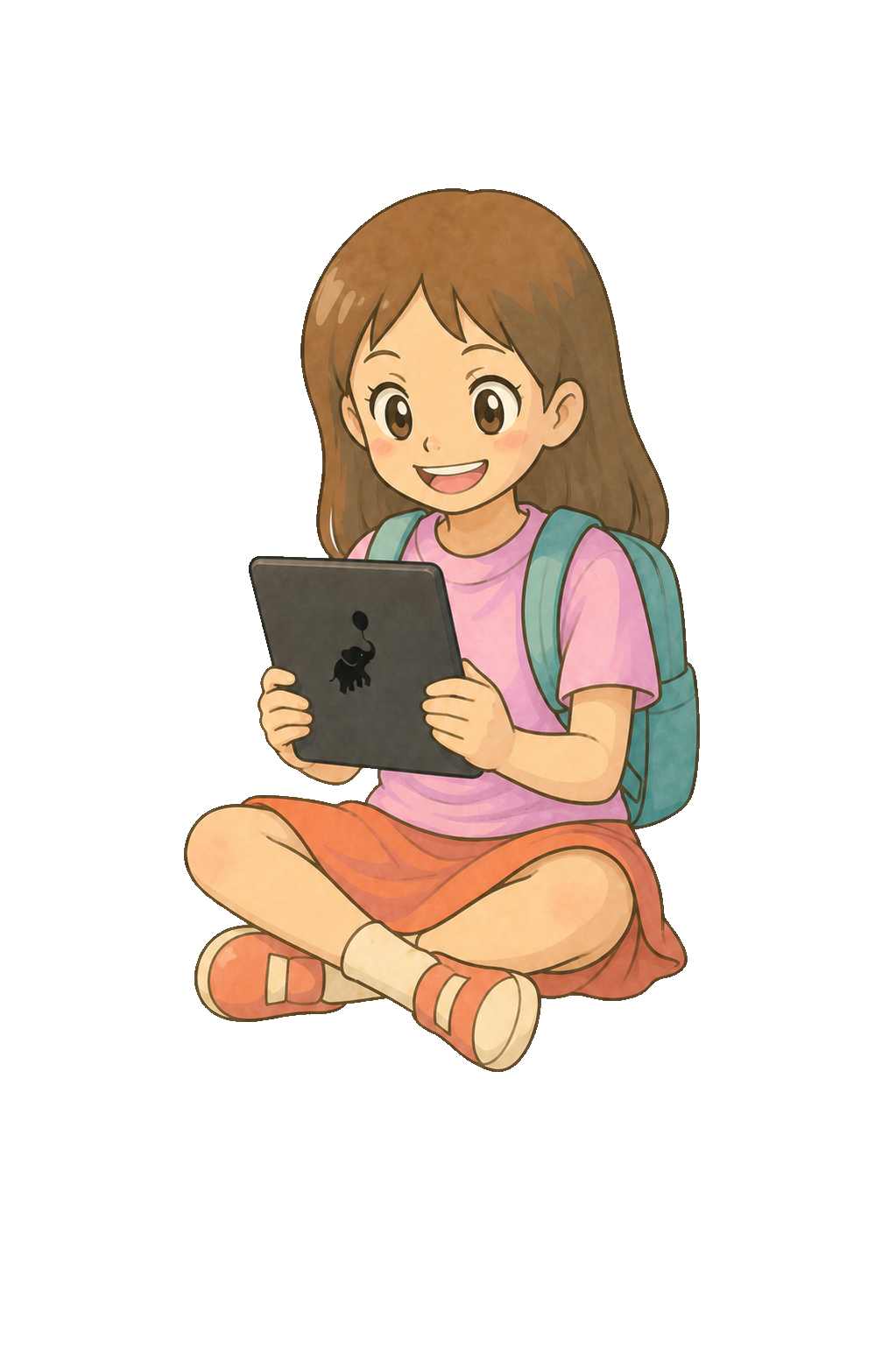 Eliza reading People Power on an ebook device